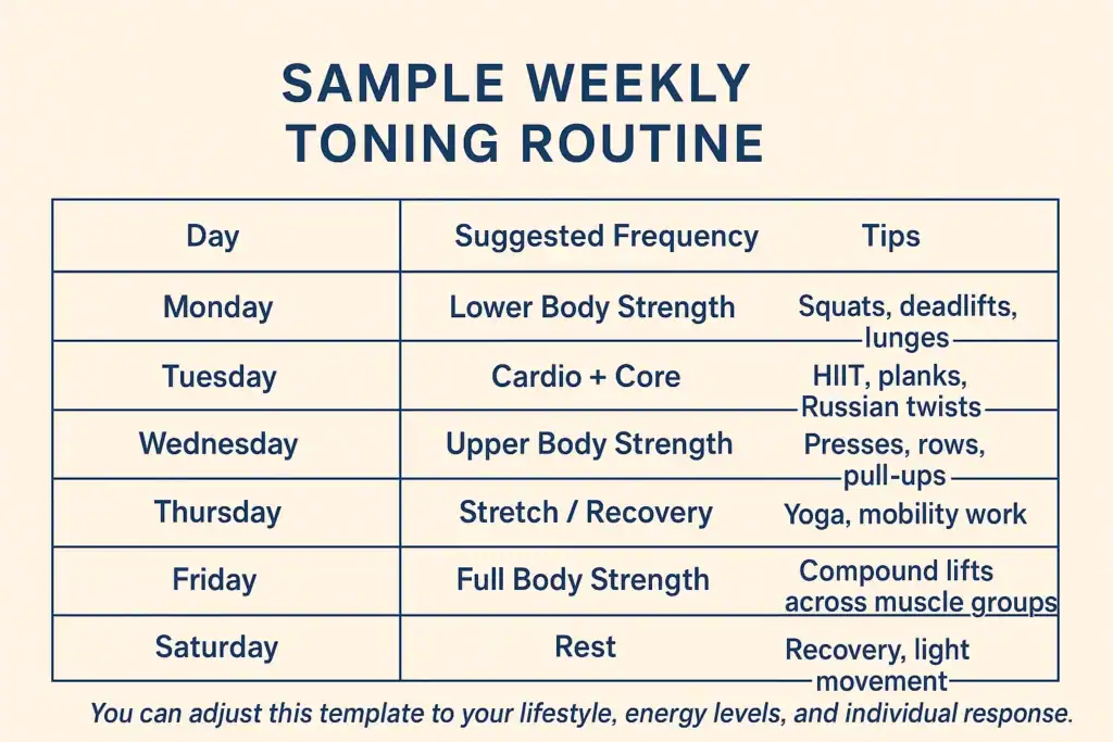 Achieving the Perfect Tone: How Often Should You Exercise for Results? 4 Weekly exercise Oxford plan graphic