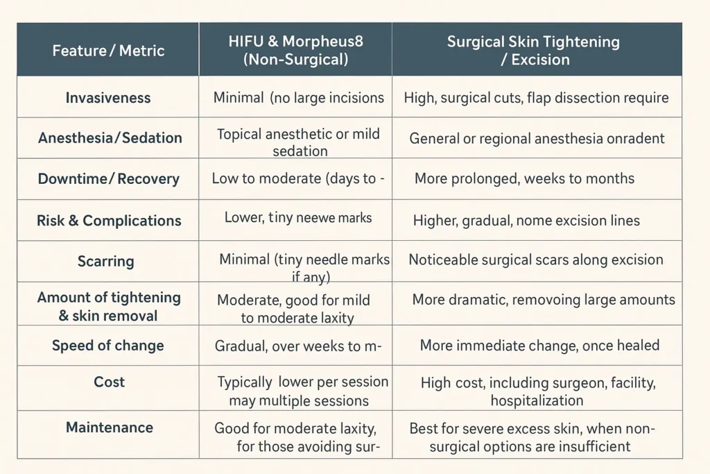 The Science of Skin Tightening 2 Table of skin tightening Oxford benefits compared to surgical options
